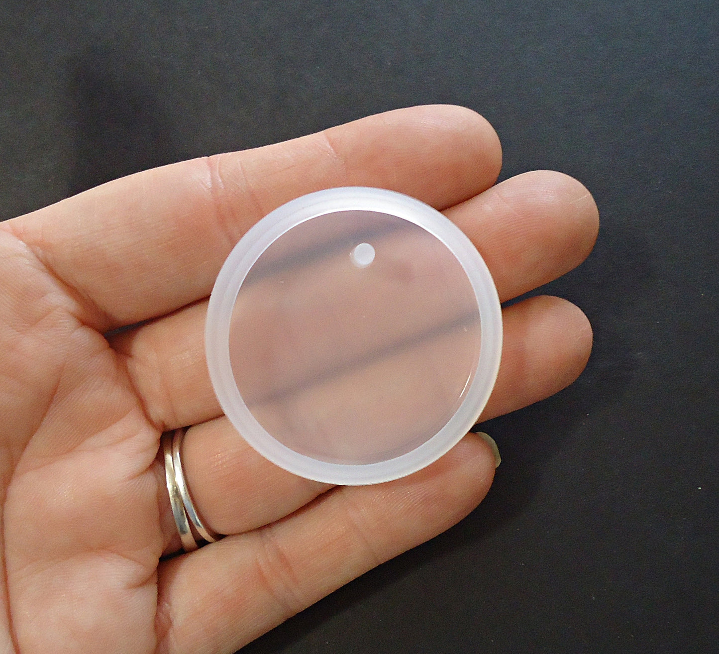 Silicone Mold for Epoxy Resin Crafts, Round Pendant with Beveled Edge, 42mm Diameter
