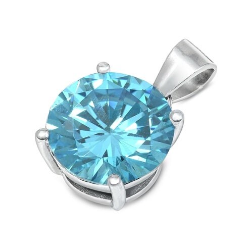 Sterling Silver 10mm Pendants - Blue Topaz, Aquamarine, Tanzanite - Cubic Zirconia