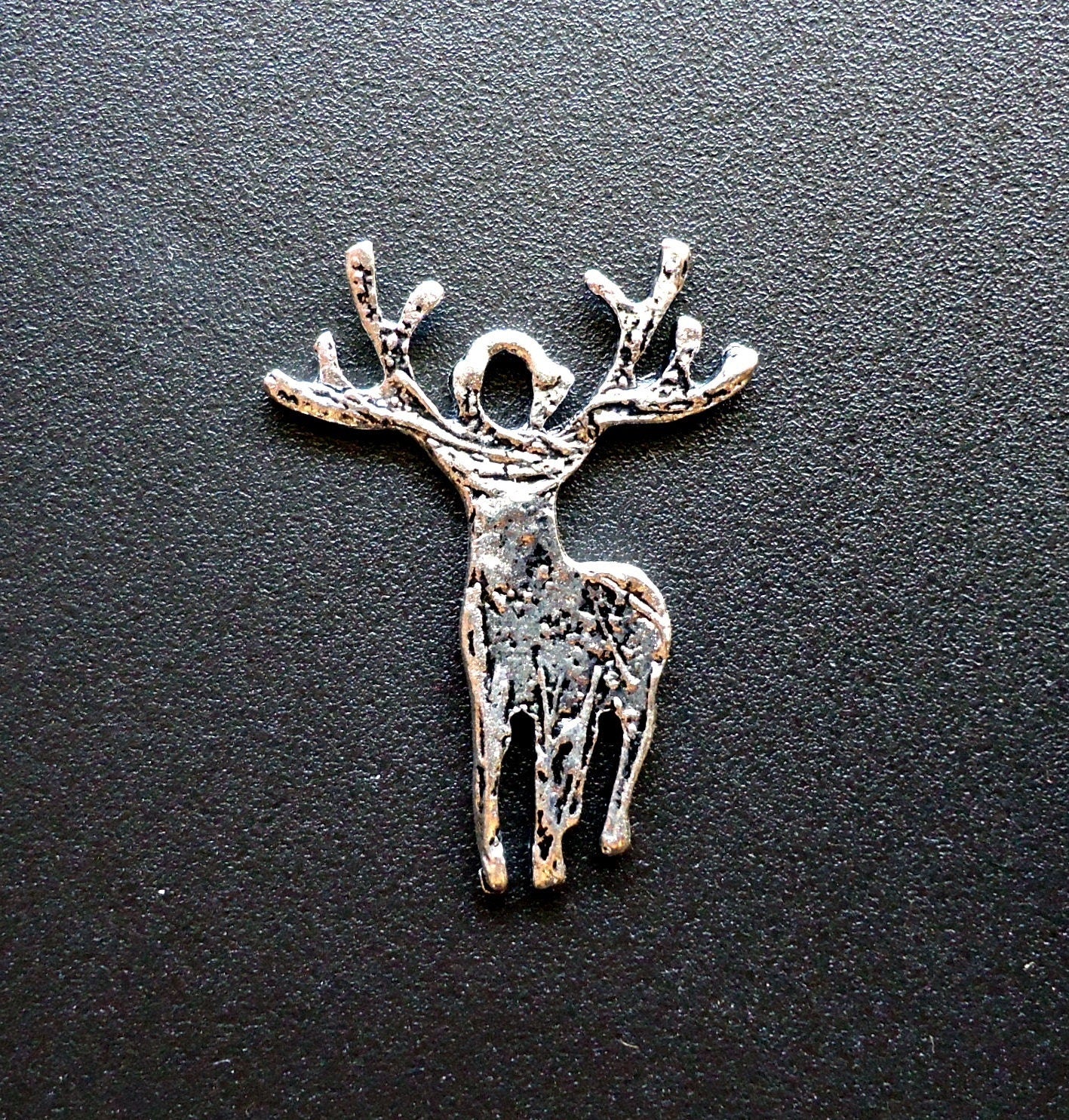 Deer / Elk with Antlers, Buck Pendants / Charms - Antique Silver