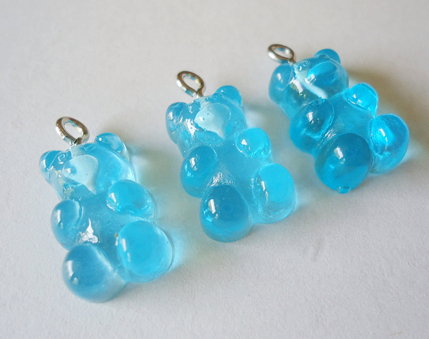 Translucent Gummy Bear Charms, Pink, Purple, Blue, Red Orange, Lemon Lime, Set of 20