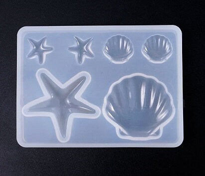 Starfish and Clamshell Silicone Mold for Resin Casting, 3.25" x 1.5"