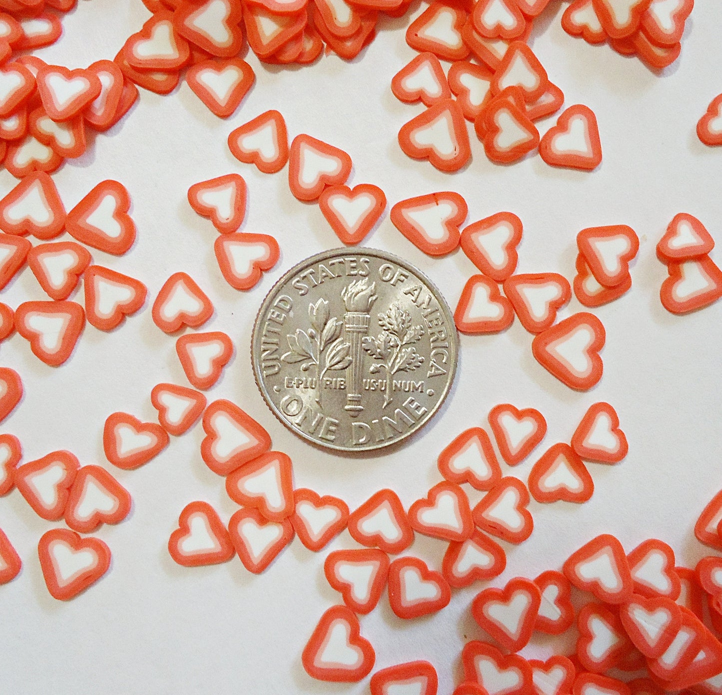 Tiny Red and White Hearts, Polymer Clay Slices, for Resin Crafts, Resin Filler, Love, Valentines Day, 10g
