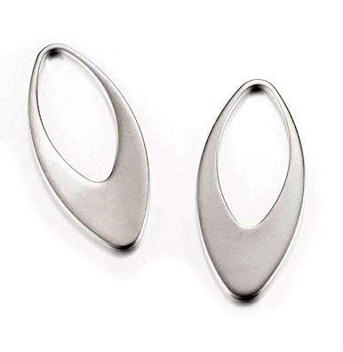 Stainless Steel Open Marquise Teardrop Pendant Components, 37x17mm, Set of 2