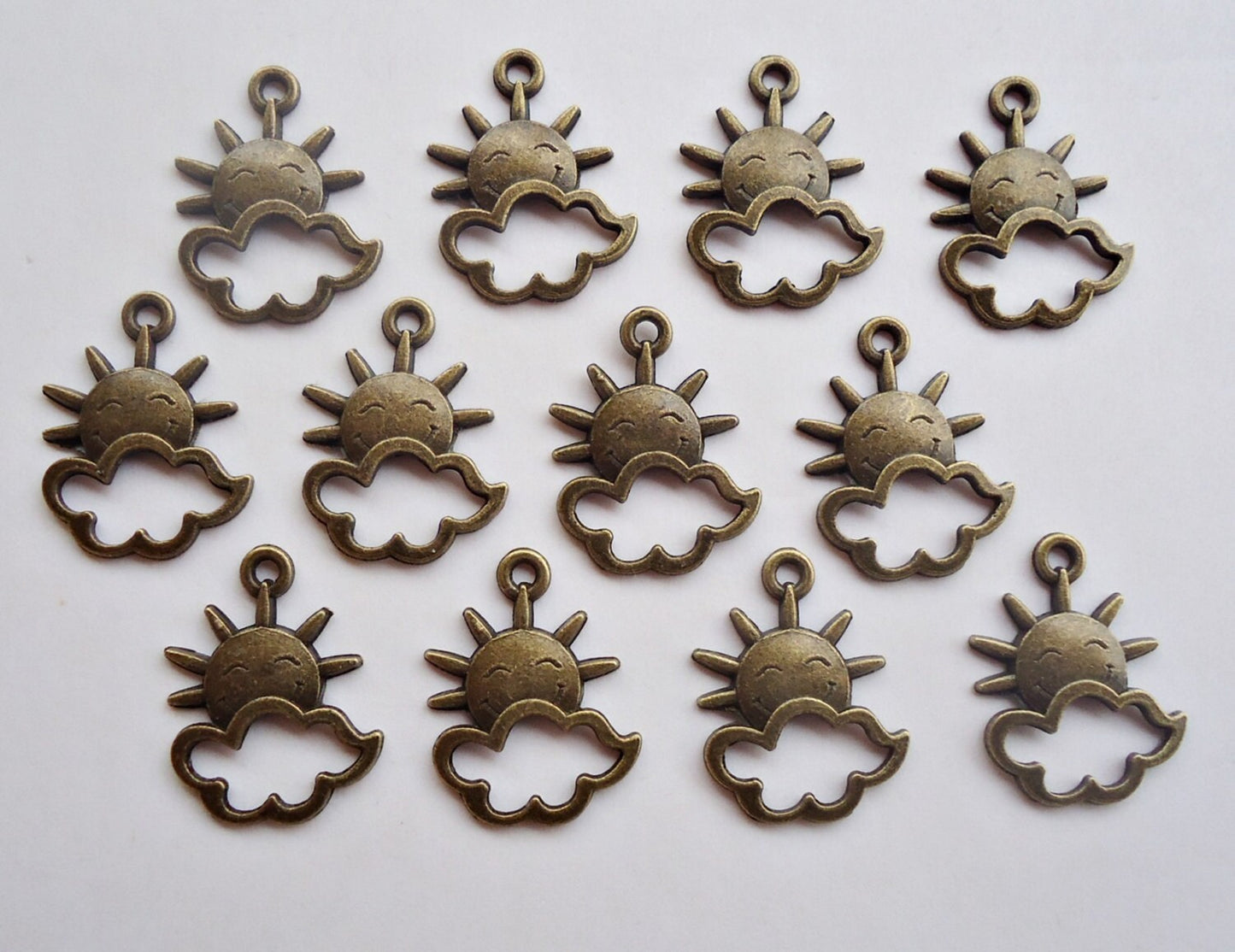 Happy Sun and Cloud Charms - Antique Bronze or Antique Silver