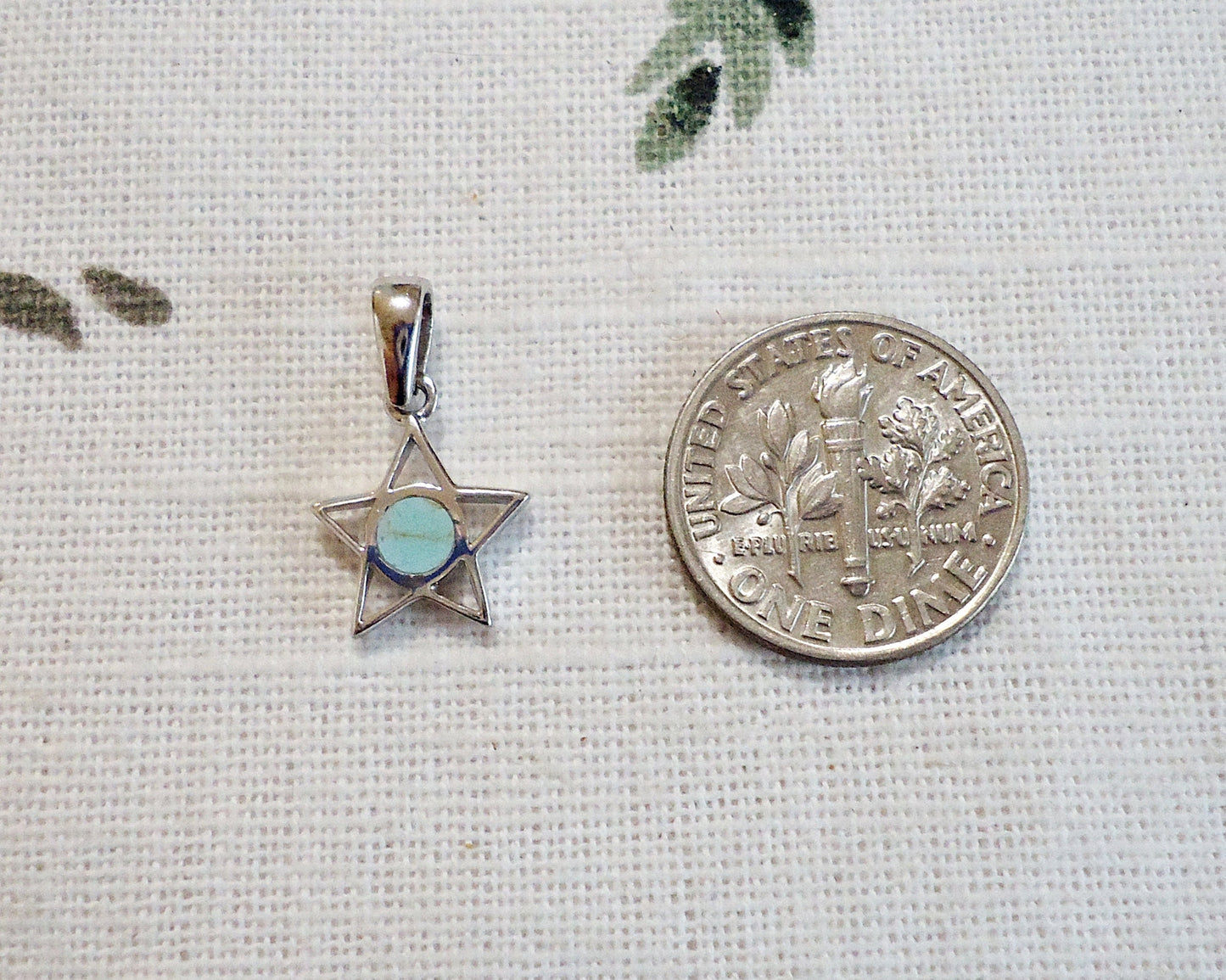 Tiny Pendant, Larimar Stone and Sterling Silver Star Pendant