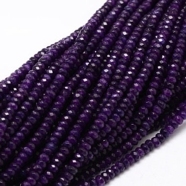 Stone Rondelle Beads - 4x3mm - Dark Purple, Indigo - 13.5" Strand