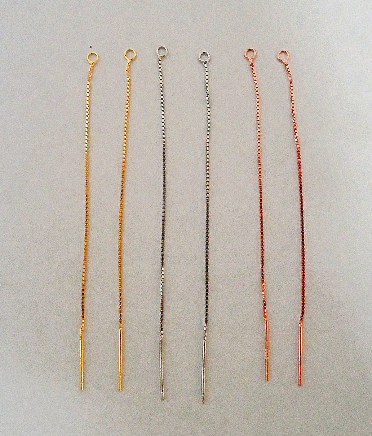Threader Style Earring Blanks, Sterling Silver, Rose Gold, and Gold, 70mm Long