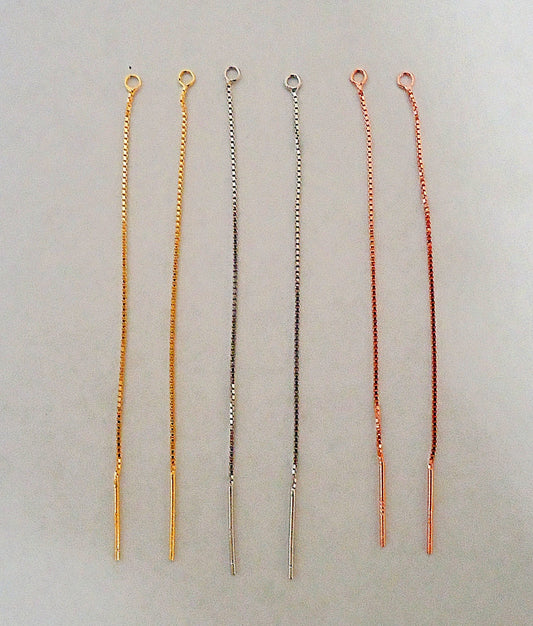 Threader Style Earring Blanks, Sterling Silver, Rose Gold, and Gold, 70mm Long