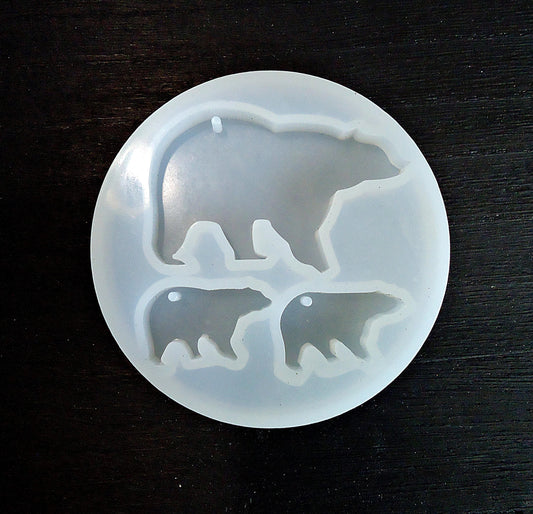 Silicone Mold, 3 Bear Pendants, Mama Bear, Bear Cubs, Epoxy Resin Mold