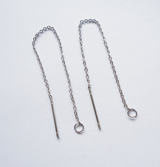 Stainless Steel Threader Earwire - 3 7/8" chain - Non-Tarnishing, Hypoallergenic