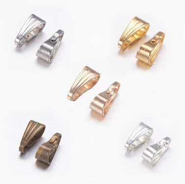 Small Scalloped Bails, Assorted Finishes, Jump Ring Alternative, 8.5x3mm