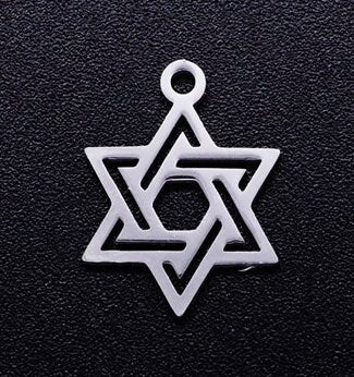Small Stainless Steel Star of David Charms - Set of 10 - 15mm x 11mm