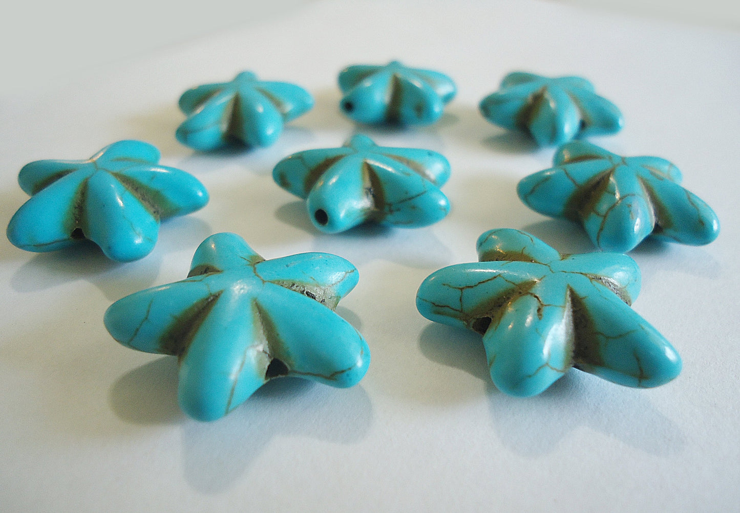 Starfish Beads, 22mm, Stone, Synthetic Turquoise or Natural Off-White, Pendant, Alabaster White, Distressed, Antique