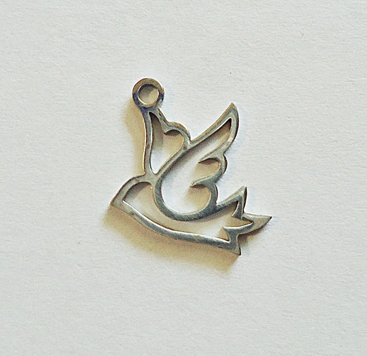 Small Stainless Steel Dove Bird Charms - 18mm x 13mm - Sets of 10