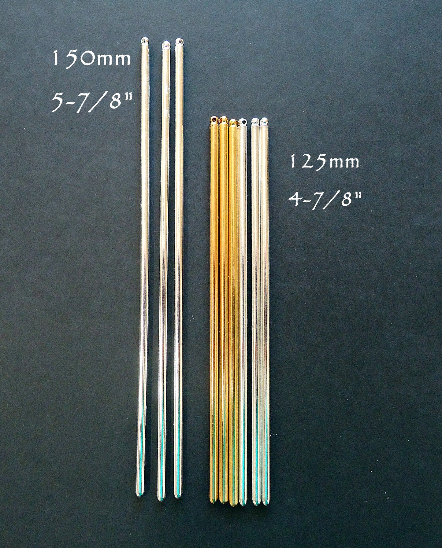 Metal Hair Sticks or Shawl Pins, 125mm (4 7/8") Long x 3mm Wide, Silver, Gold, or Rose Gold Plated