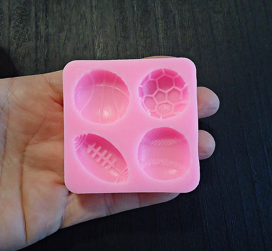 Small Silicone Mold, Sports Balls, Basketball, Football, Baseball, Soccer Ball, Food Safe, Candy, Wax, Clay, Chocolate, Fondant, Epoxy Resin