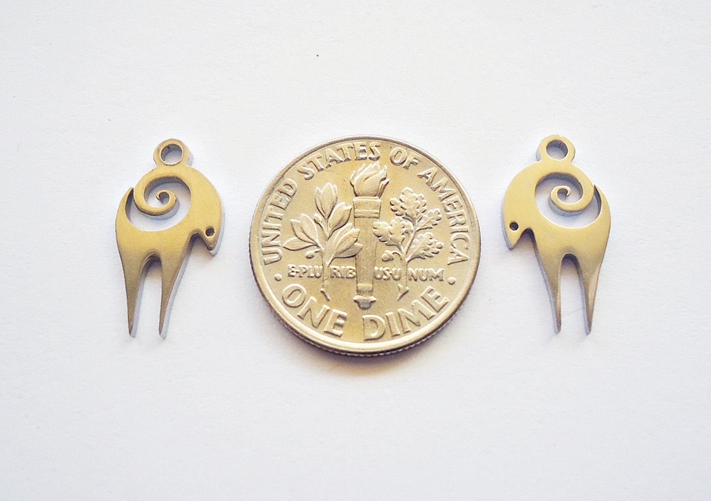 Small Stainless Steel Ram Charms - Aries Astrological Sign - 16mm x 9mm - Sets of 10