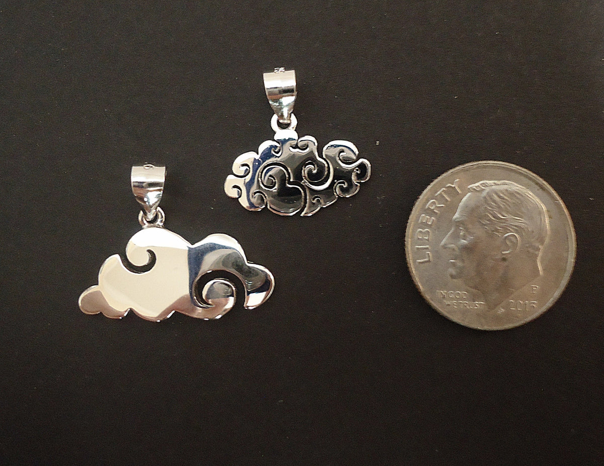 Sterling Silver Cloud Pendants with Soldered Bails, Two Sizes, Small and Medium
