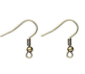 Steel Earwires with Antique Brass Finish - 100 pieces (50 pairs)