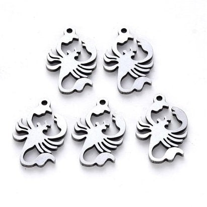 Stainless Steel Scorpion Charms, Scorpio Zodiac Charms, 16.5mm x 10.5mm, Set of 10