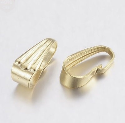 Small Stainless Steel Scalloped Bails, Jump Ring Alternative, Gold Plated 8.5x3mm
