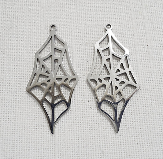 Spiderweb Pendants, Stainless Steel, Silver, 1.5" Long