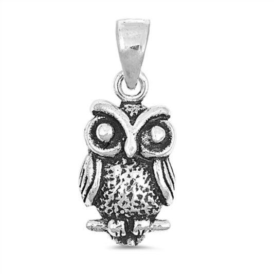 Small Sterling Silver Owl Pendant Charm, 12mm Tall
