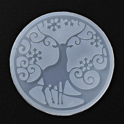 Silicone Molds, Christmas Themed Coasters, Deer, Trees, Ornaments, 3.5" Round, Epoxy Resin Crafts