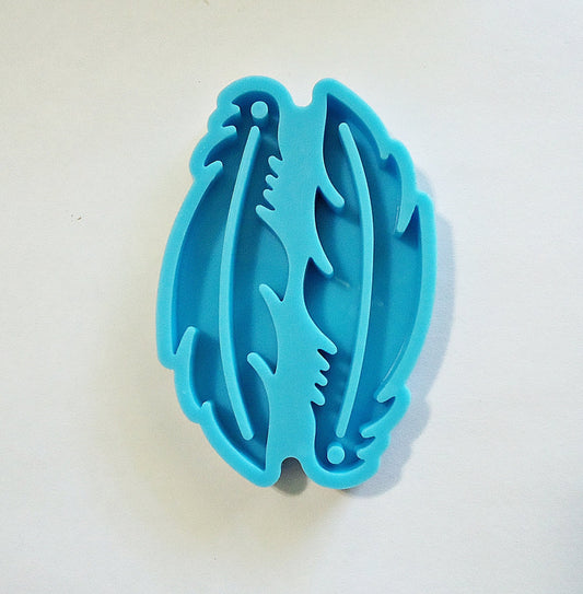 Silicone Mold, Feather Earrings Mold, Pendants or Earrings, 2" Tall