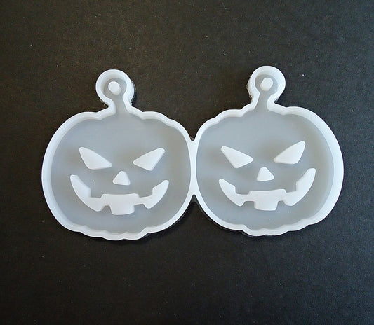 Silicone Mold, Jack-o-lantern Earrings or Pendant Mold, Resin Jewelry, Halloween Pumpkin
