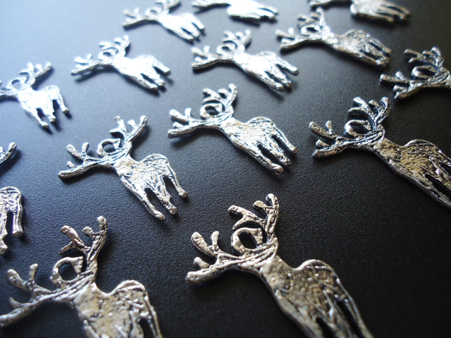 Deer / Elk with Antlers, Buck Pendants / Charms - Antique Silver