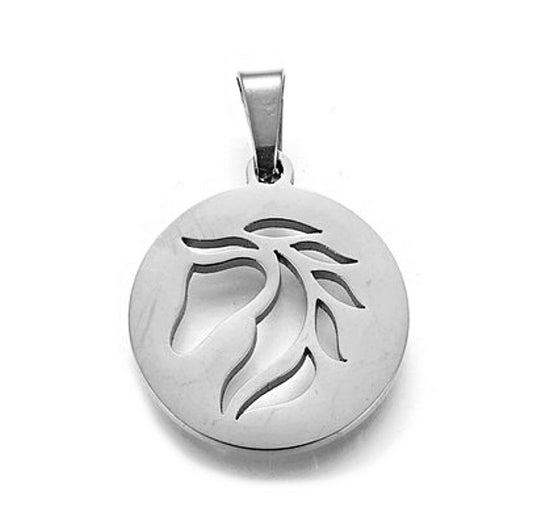 Horse Pendant, Stainless Steel Pendant with Bail, Unplated (silver) or Gold Plated, 17mm Wide