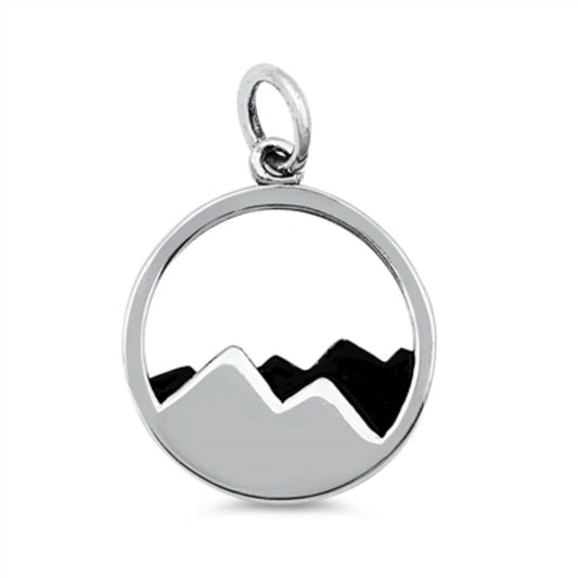 Small Sterling Silver Mountains Pendant Charm, 14mm Wide