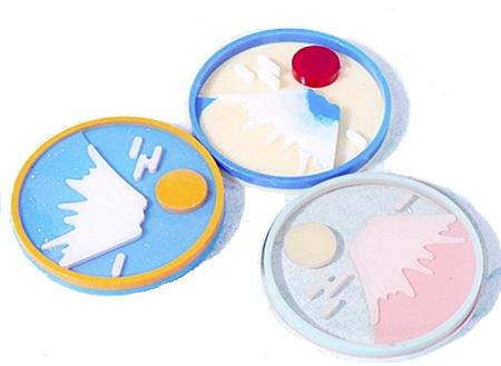 Coaster Mold, Silicone Mold, Mountain Sun and Clouds, 3 1/8" Wide Coaster, Epoxy Resin Mold