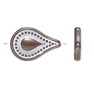 18 Acrylic Puffed Teardrop - Bronze and White - 24mm x 16mm - Set of 18