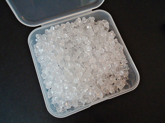 1000 Plastic Earnuts with Case, 4x4mm Plastic Earring backs