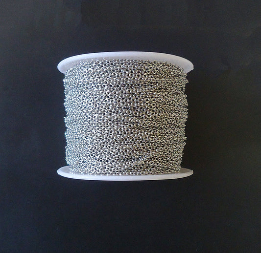 Stainless Steel Chain 2x1.5mm 50m Spool, Soldered 316 Stainless Steel Chain