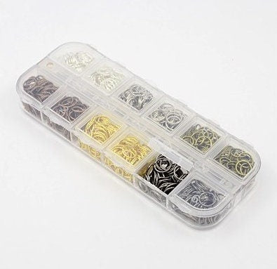 Jump Rings, 5mm, Mixed Colors w/Storage Box, Silver, Gold, Bronze, Steel, Copper, Gunmetal
