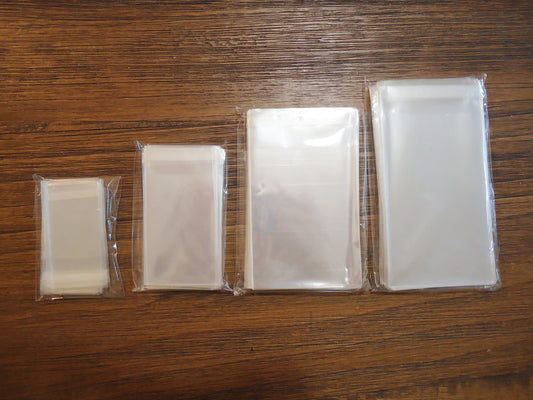 Polypropylene Cello Bags for Small Items, Packs of 100, 1.5"x2", 2"x3", 3"x4", 3"x5", 2"x10"
