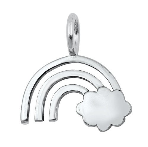 Sterling Silver Rainbow and Cloud Pendant, 20mm Wide