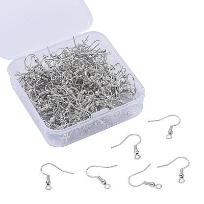200 Pieces of French Earwire with Storage Case - Gold Plated, Silver Plated, or Platinum Plated