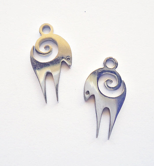 Small Stainless Steel Ram Charms - Aries Astrological Sign - 16mm x 9mm - Sets of 10