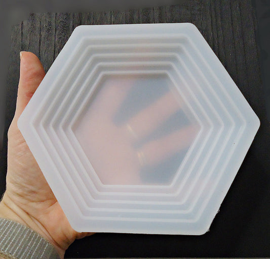 Large Hexagon Bowl, Trinket Tray, Silicone Mold, 6.5" Wide, Epoxy Resin Mold