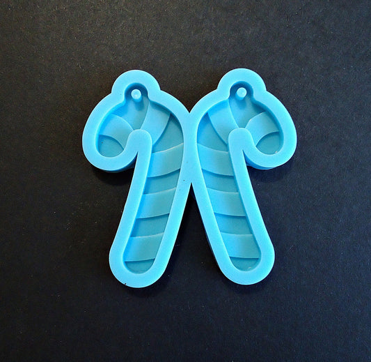 Silicone Mold - Candy Cane Earrings - 1.75" Tall - Christmas Earrings, Pendants - Epoxy Resin Jewelry