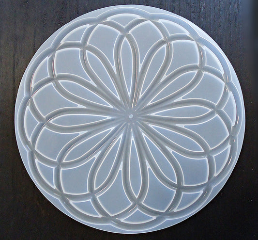 Large Mandala Flower Trivet Silicone Mold, Use with Epoxy Resin, 8 Inches Across