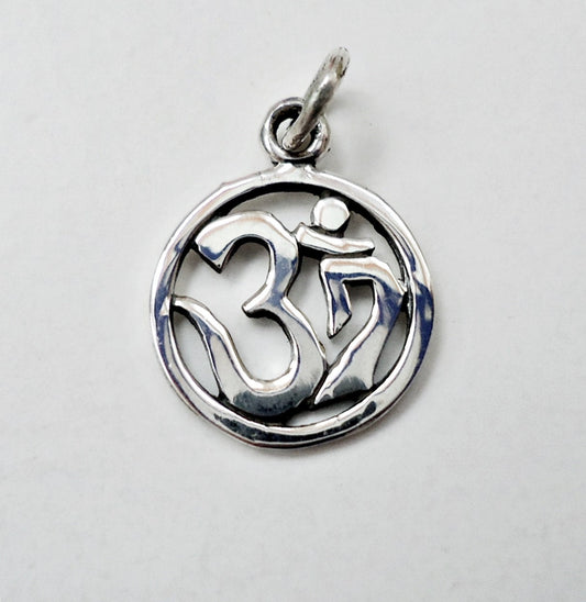 Small Sterling Silver Ohm Om Pendant Charm - Namaste Yoga