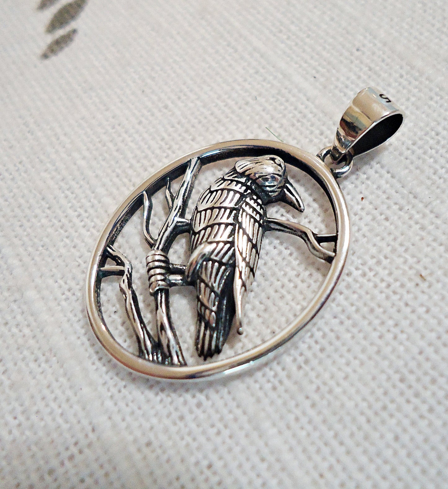 Sterling Silver Raven Pendant, 7/8" Tall, Soldered Bail, Crow, Black Bird
