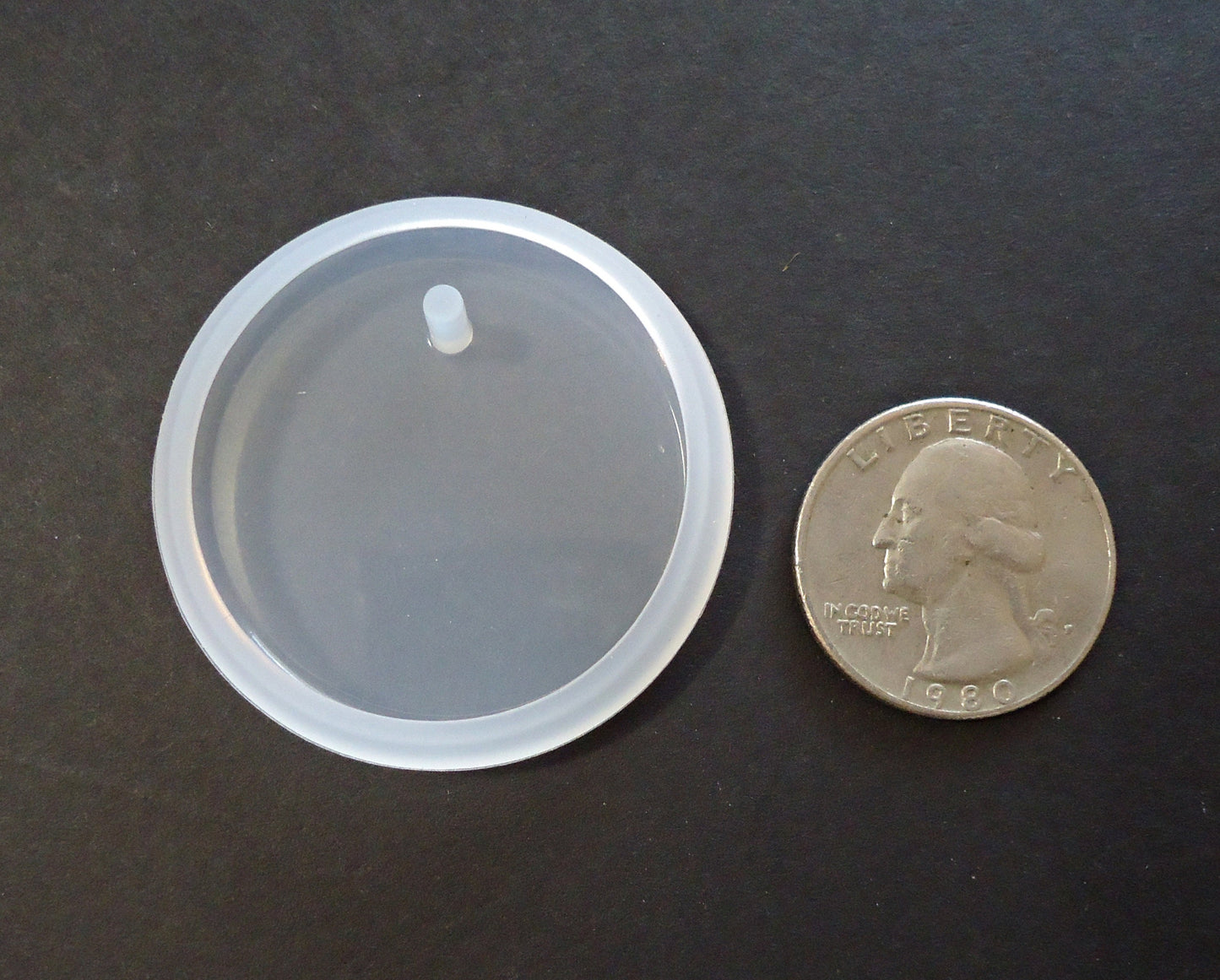 Silicone Mold for Epoxy Resin Crafts, Round Pendant with Beveled Edge, 42mm Diameter