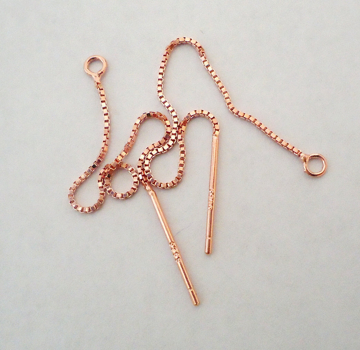 Threader Style Earring Blanks, Sterling Silver, Rose Gold, and Gold, 70mm Long