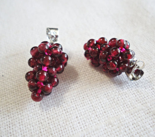 Garnet Cluster, Grape Bunch Pendant, Small Grape Pendant, Garnet Stone, 5/8" Tall